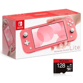 Nintendo 2021 Switch Lite Console Family Holiday Bundle - Coral, 5.5" Touchscreen Display, Built-in Plus Control Pad, Speakers, WiFi, Bluetooth 4.1, NexiGo_ 128GB MicroSD Card Bundle