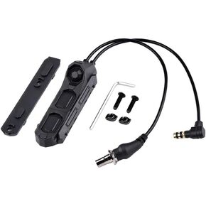 Dual-Control Remote Pressure Switch for LA23 Plug Flashlight Tactical Hunting (Black)