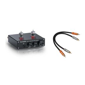 Fosi Audio Box X4 Phono Preamp and 2RCA to 2RCA Cable 0.9Ft(0.3m) for MM Turntable Phonograph Record Player