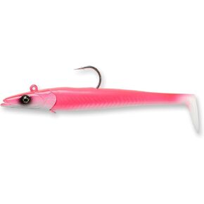 Savage Gear Sandeel Fishing Bait, 4/5 oz, Pink/White, Realistic Contours & Movement, Durable Construction, Two Tie Points, 5X Hooks, Holographic Eyes, Bait Keeper