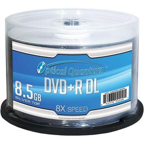 الكمية البصرية 8x 8.5DVD+R طبقة مزدوجة الفضة الفضية ، 50 PCSGB