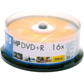 HP DR16025CB 4.7GB 16x DVD (25-ct Cake Box Spindle)