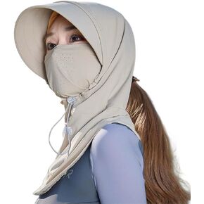 Cycling Sun Hat with Helmet Compatibility, Full Face Cover, Windproof Neck Gaiter & UPF99+ UV