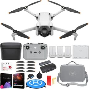 DJI MINI 3 بدون طيار مع حزمة وحدة تحكم RC مع MicroSD 256 جيجابايت ، وبرامج التحرير والحالة والملحقات (22 عنصرًا)