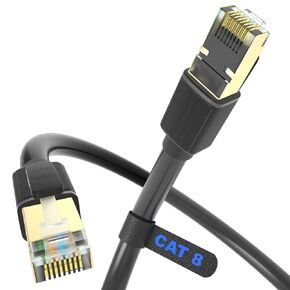 Cat 8 Ethernet Cable, High Speed 40Gbps 2000Mhz Network Cord RJ45 Shielded Indoor Heavy Duty LAN Cables Compatible for Gaming PC PS5 Xbox Modem Router(6FT/2M)