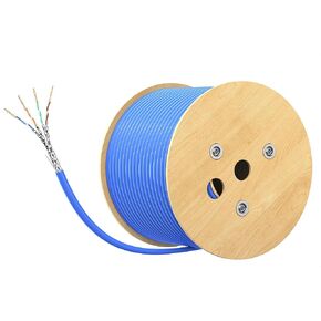 Cable Matters [UL Listed] 10Gbps in-Wall (CM) Rated 23AWG Bare Copper Shielded Cat 6A Cable - 500ft, Solid, S/STP, S/FTP Shielded Cat6a Bulk Ethernet Cable, Cat6a Ethernet Cord, Blue