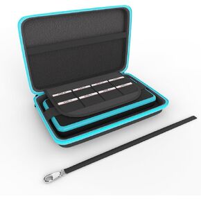 amCase Hard Carrying Case Compatible with Nintendo 2DS XL with 8 Game Cartridge Holders with Zipper Protective Travel Case (Black)