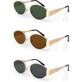 نظارات شمسية بيضاوية كلاسيكية للنساء والرجال، نظارات شمسية عصرية ذات تصميم معدني للحماية من الأشعة فوق البنفسجية 400 in Kuwait