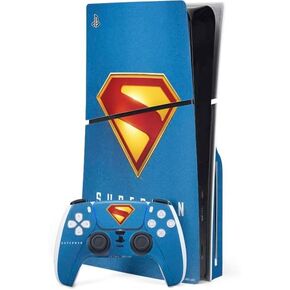 Skinit Decal Gaming Skin Compatible with PS5 Slim Disk Bundle - Officially Licensed Superman 2025 Superman & Krypto Watch The Earth Design
