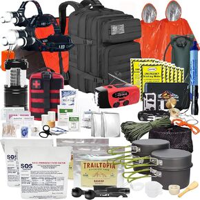 دنفر: حقيبة الظهر على قيد الحياة لمدة 72 ساعة مع الإمدادات - 2024 نماذج Bug Out Bag Back Procted - Progred Go Bag Bagpack W/كامل مجموعة البقاء على قيد الحياة التكتيكية - Bug Out Bag Survival Kit لشخصين