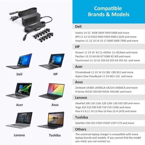 Belker 65w 45w Universal Laptop Charger AC Adapter Power Supply Cord Compatible with Dell Hp Asus Lenovo IBM Acer Toshiba Samsung Sony Compaq Fujitsu LG JBL Notebook Chromebook Ultrabook in Kuwait