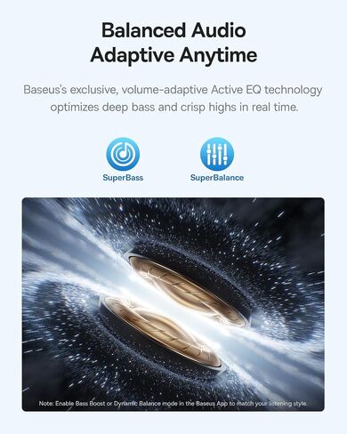 Baseus Bass BP1 Pro Noise Cancelling Wireless Earbuds, Real-Time Adaptive Noise Cancelling, Adaptive Active EQ, LDAC Hi-Res Sound, 6-Mic AI Clear Calls, 55H Playtime, IP55 Waterproof, Bluetooth 6.0 in Saudi Arabia