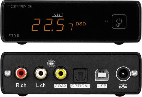 TOPPING E30 II Lite Hi-Res Audio DAC Preamp – AKM AK4493S Chip, Supports DSD512 & PCM768kHz, Ultra-Low Jitter, Coaxial/Optical Input, Remote Control, Digital Audio Converter (E30 II Lite - Black) in Kuwait