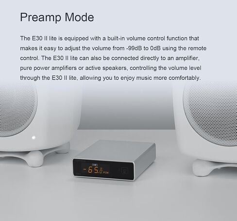 TOPPING E30 II Lite Hi-Res Audio DAC Preamp – AKM AK4493S Chip, Supports DSD512 & PCM768kHz, Ultra-Low Jitter, Coaxial/Optical Input, Remote Control, Digital Audio Converter (E30 II Lite - Black) in Kuwait