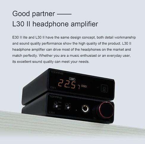 TOPPING E30 II Lite Hi-Res Audio DAC Preamp – AKM AK4493S Chip, Supports DSD512 & PCM768kHz, Ultra-Low Jitter, Coaxial/Optical Input, Remote Control, Digital Audio Converter (E30 II Lite - Black) in Kuwait