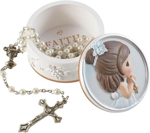 Precious Moments Communion Rosary with Box | Faith is The Light That Guides You Resin Box with Rosary | Communion Gift (Girl) in Saudi Arabia