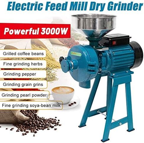 Grain Mills, Upgraded 3000W Wet Dry Cereals Grinder Electric Grain Grinder Corn Mill Heavy Duty 110V Commercial Grain Grinders Machine Rice Corn Grain Coffee Wheat Feed Mills with Funnel in Kuwait