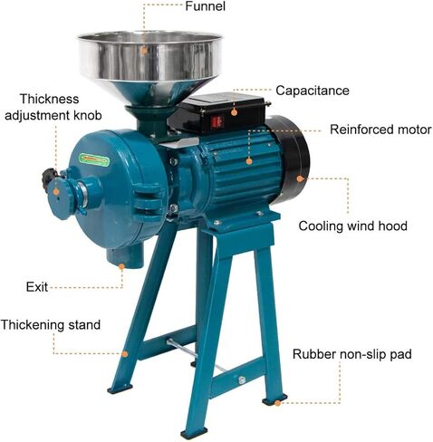 Grain Mills, Upgraded 3000W Wet Dry Cereals Grinder Electric Grain Grinder Corn Mill Heavy Duty 110V Commercial Grain Grinders Machine Rice Corn Grain Coffee Wheat Feed Mills with Funnel in Kuwait
