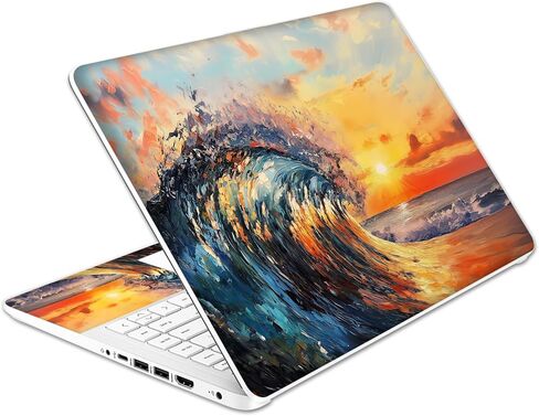 Laptop Skin Decal HP 14" - Great Wave, Laptop Cover Sticker, No Cutting Required, No Bubble, Waterproof, Scratch Resistant - Including Wide Screen and Wrist Pad in Kuwait