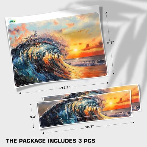 Laptop Skin Decal HP 14" - Great Wave, Laptop Cover Sticker, No Cutting Required, No Bubble, Waterproof, Scratch Resistant - Including Wide Screen and Wrist Pad in Kuwait