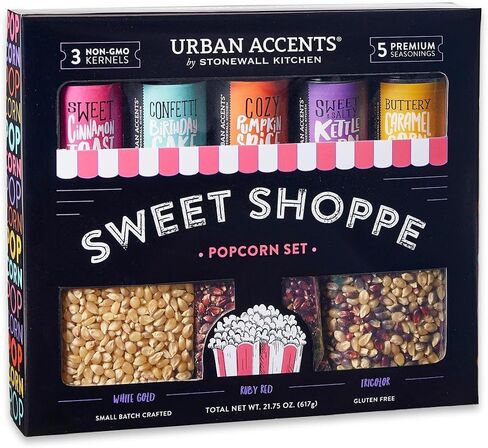 لهجات الحضرية فيلم ليلة حلوة Shoppe مجموعة الهدايا مجموعة التوابل Popcorn Pack (مجموعة من 8)-3 حزم kernel من غير المعدلة وراثيا و 5 توابل خفيفة الفشار الذواقة in Saudi Arabia