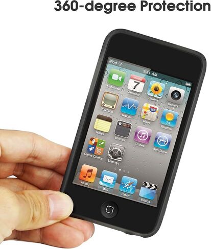متوافق مع iPod Touch 4 Case + حامي الشاشة المقسى (أسود) in Kuwait