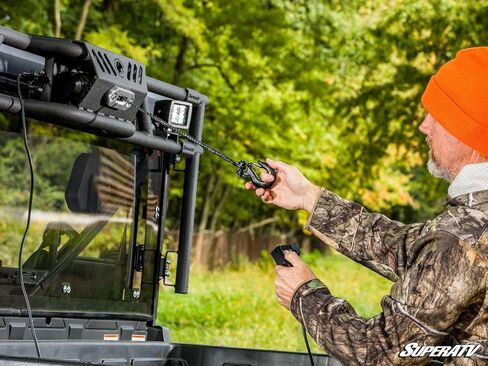 SuperATV Game Loader Rack for CFMOTO UForce 1000 | Includes 2 Cube Lights | Ultimate Hunting Upgrade with 500-Pound Winch | Robust Steel Construction | Enhanced Visibility and Versatility in Saudi Arabia