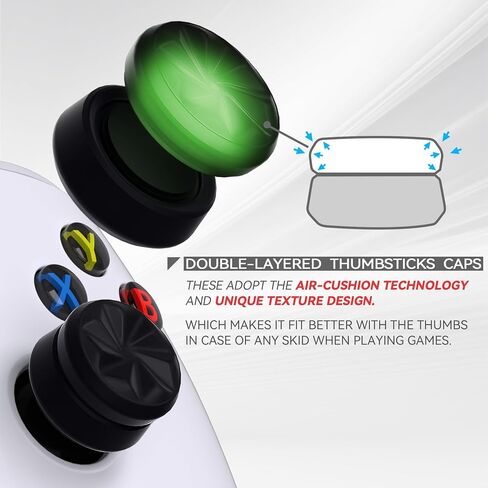 Playvital 3 ارتفاع إعصار إبهام إبهام Cushion Caps قبضة الإبهام لـ PS5 ، لـ PS4 ، قبضة Thumbstick لوحدة التحكم اللاسلكية Xbox Core ، قبضة الإبهام لـ Xbox One ، سلسلة Elite 2 ، لـ Switch Pro - Black in Saudi Arabia