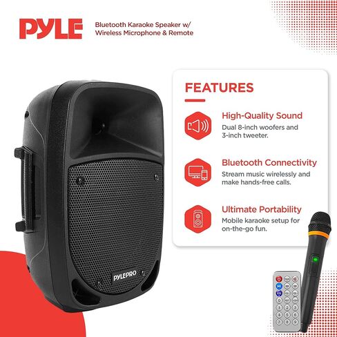 نظام سماعات بلوتوث PA محمول - مكبر صوت بلوتوث خارجي بقدرة 1200 وات نظام PA محمول مع ميكروفون، أضواء الحفلات، قارئ بطاقة MP3/USB SD راديو FM، عجلات دوارة - ميكروفون، جهاز تحكم عن بعد in Kuwait