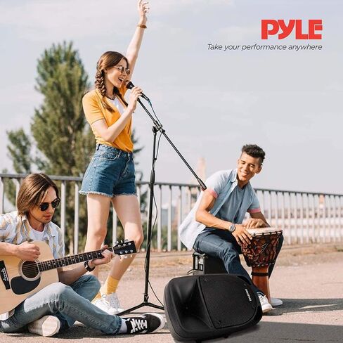 نظام سماعات بلوتوث PA محمول - مكبر صوت بلوتوث خارجي بقدرة 1200 وات نظام PA محمول مع ميكروفون، أضواء الحفلات، قارئ بطاقة MP3/USB SD راديو FM، عجلات دوارة - ميكروفون، جهاز تحكم عن بعد in Kuwait