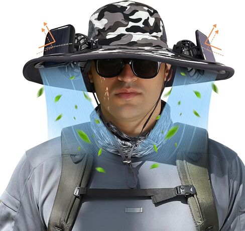 COLITT - Fishing Hat with Built in Fan.USB Charging or Solar powerSun Protection Bucket hat for Outdoor Fishing Outdoor Work in Saudi Arabia