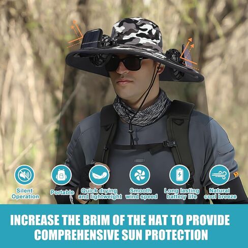 COLITT - Fishing Hat with Built in Fan.USB Charging or Solar powerSun Protection Bucket hat for Outdoor Fishing Outdoor Work in Saudi Arabia