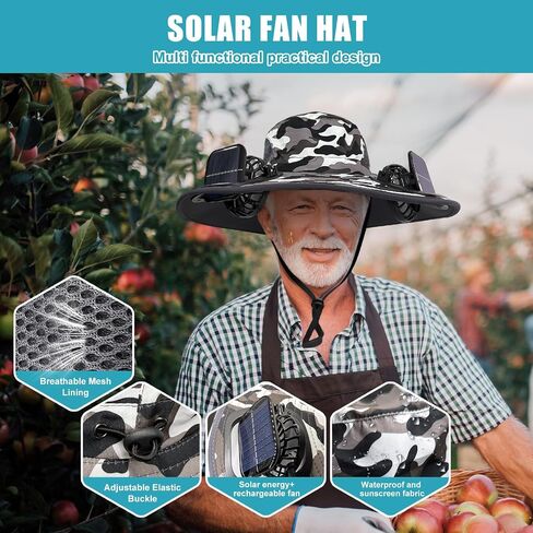 COLITT - Fishing Hat with Built in Fan.USB Charging or Solar powerSun Protection Bucket hat for Outdoor Fishing Outdoor Work in Saudi Arabia