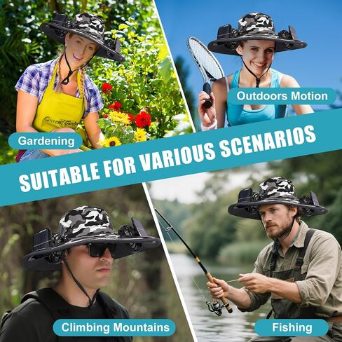 COLITT - Fishing Hat with Built in Fan.USB Charging or Solar powerSun Protection Bucket hat for Outdoor Fishing Outdoor Work in Saudi Arabia