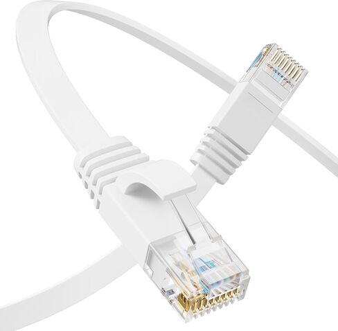 Cat 6 Flat Ethernet Cable 100 FT, UTP 10Gbps High-Speed Cat6 Ethernet Cable, Pure Copper Cat 6 Cable, Long Ethernet Cable for Home or Office Network Wiring, White in Kuwait