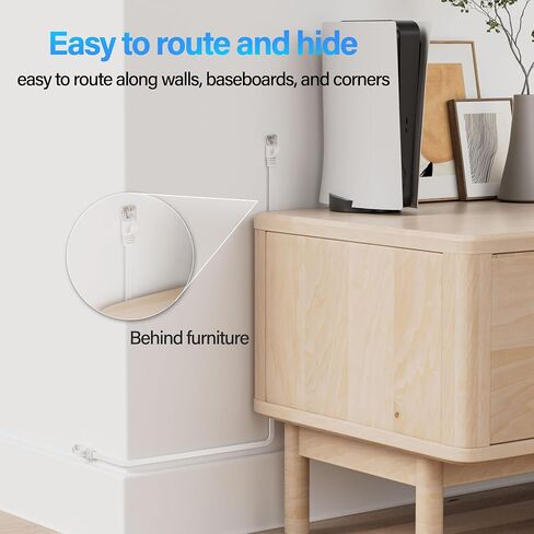 Cat 6 Flat Ethernet Cable 100 FT, UTP 10Gbps High-Speed Cat6 Ethernet Cable, Pure Copper Cat 6 Cable, Long Ethernet Cable for Home or Office Network Wiring, White in Kuwait