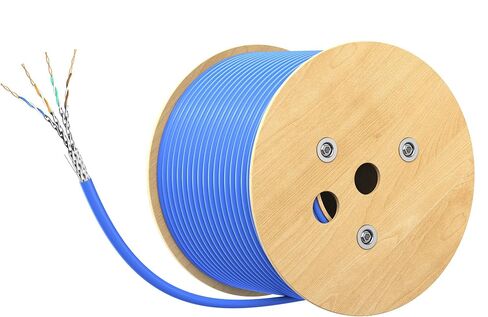 Cable Matters [UL Listed] 10Gbps in-Wall (CM) Rated 23AWG Bare Copper Shielded Cat 6A Cable - 500ft, Solid, S/STP, S/FTP Shielded Cat6a Bulk Ethernet Cable, Cat6a Ethernet Cord, Blue in Kuwait