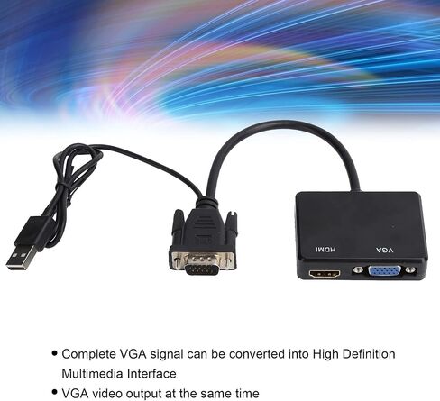 محول VGA إلى HDMI VGA ، محول 1080p VGA SPLITTER (1 في 2 OUT) لجهاز الكمبيوتر HDTV Projector ، سطح المكتب ، محول جهاز الكمبيوتر المحمول VGA VGA إلى كابل HDMI (أسود) in Kuwait
