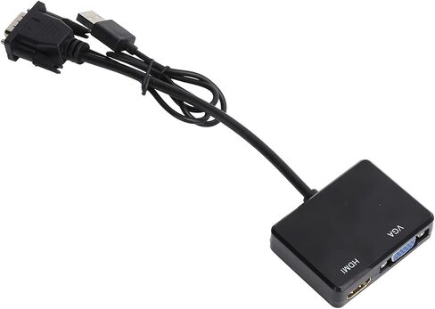 محول VGA إلى HDMI VGA ، محول 1080p VGA SPLITTER (1 في 2 OUT) لجهاز الكمبيوتر HDTV Projector ، سطح المكتب ، محول جهاز الكمبيوتر المحمول VGA VGA إلى كابل HDMI (أسود) in Kuwait