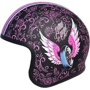 Vega Helmet V8 Retro Open Face Helmet DOT & ECE Safety with Mirror Chrome Sunshield(Blocks Harmful UV, UVA, and UVC Waves) / Brown lux Suede Liners / Speaker Sockets