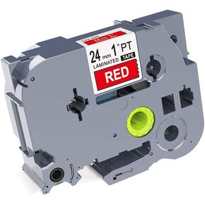 1PK White on Red Standard Laminated Label Tape Compatible for Brother P-Touch TZe-455 TZ455 TZe455(24mm x 8m)