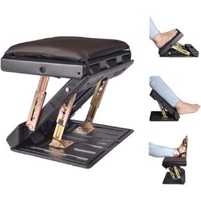 Adjustable Foot Rest for Under Desk at Work, Comfortable Footrest with 4-Level Height Adjustment, Ergonomic Leg Rest for Office Gaming Chair, Black Foot Stool with Removable Soft Pad