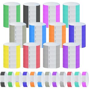 120 Paper Wristbands for Events Neon Wrist Bands Waterproof Hand Bands, Comes with a for Mark Number, for Party Club Events Lightweight Concert Wristbands Neon Colored Adhesive Wristbands(12 Colors)