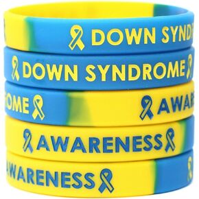 Five (5) of Down Syndrome Silicone Wristband Bracelets