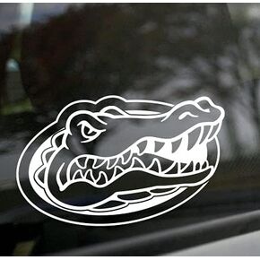 Florida Gators WHITE CUT VINYL GATOR HEAD LOGO 6" Vinyl Decal Car Truck Window UF Sticker