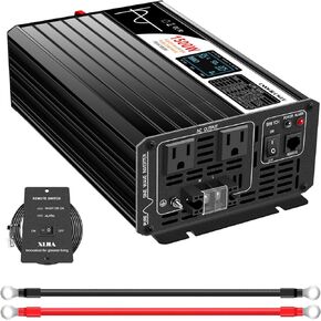 Xijia 1500W(Peak Power 3000W) Pure Sine Wave LCD-Display DC 24V Inverter AC 120V 60HZ Solar Inverter for Home rv Truck Use car (DC24V (Range 20V-30V) 1500W)