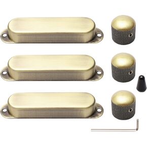 Jiuwu Single Coil Guitar Pickup Covers Kit Closed Pickup Shell for Electric Guitar Accessories, with 3 Tone Button(Wrench not included) +1 Volume Knobs Switch Cap Set