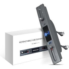 Tesla USB Hub(White) OEM Design by Mowlicas, Retractable Car Fast Charger in Interior Center Console is Necessary Tesla Model Y/3 Accessories 2023/2022/2021, Gifts for Tesla Owners