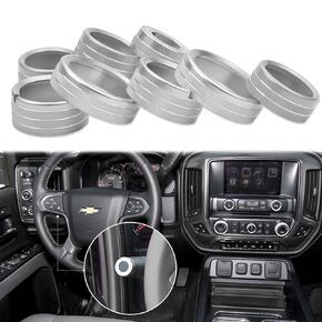 Switch Button AC Radio Light Trim Center Console Knob Covers for Chevy Silverado & GMC Sierra Accessories 2014 2015 2016 2017 2018 Air Conditioner Control Decoration (Aluminum Alloy, Red)