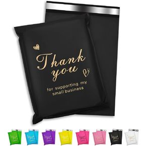 Thank You Poly Mailer 6x9 Inch 100 Pcs, Waterproof and Tear-Resistant Shipping Bags for Clothing, Strong Mailing Bags with Self-Seal, Cute Packaging Bags for Small Business